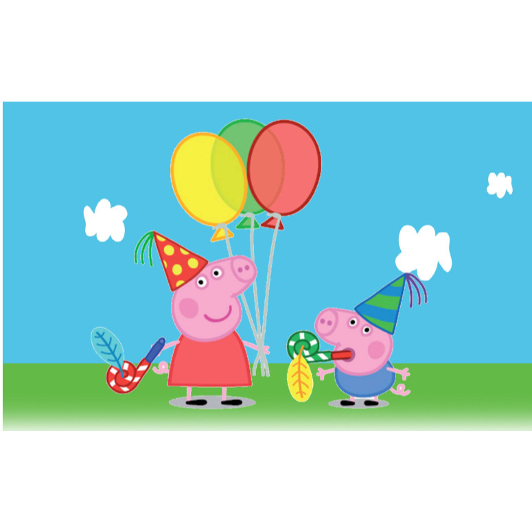 Top Painel Peppa e Jorge Pig, Balões retangular de lona para decoração de festa de aniversário infantil. Várias medidas.