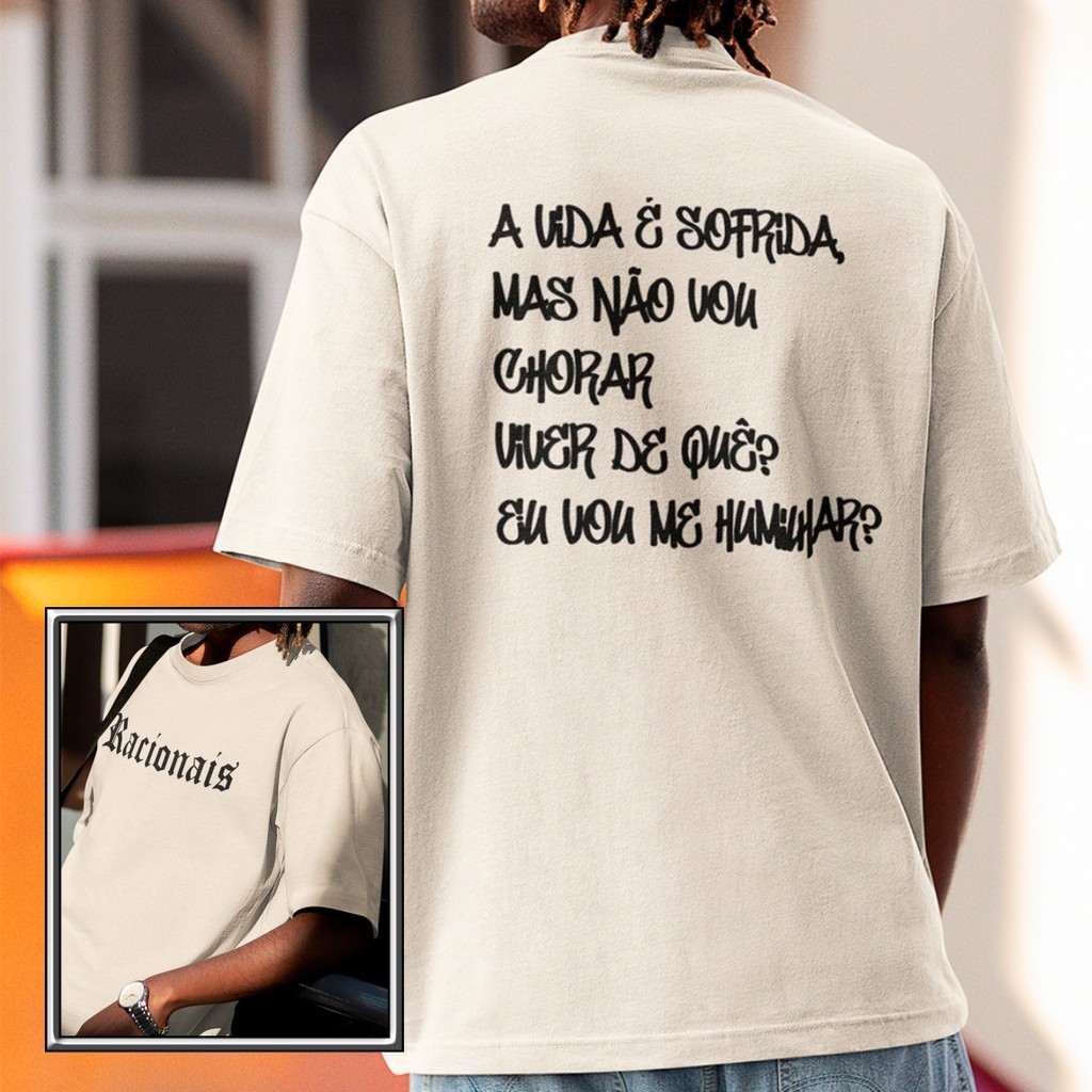 Camiseta Racionais Frase Vida Sofrida Mais Não Vou Chorar Musica Camisa HipHop Rap Blusa Street