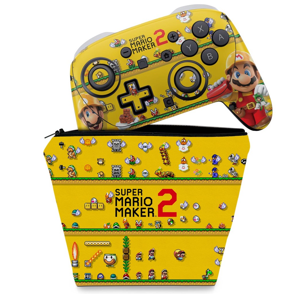 Capa Case e Skin Anti-Rage para Nintendo Switch 2 Pro Controle - Super Mario Maker 2
