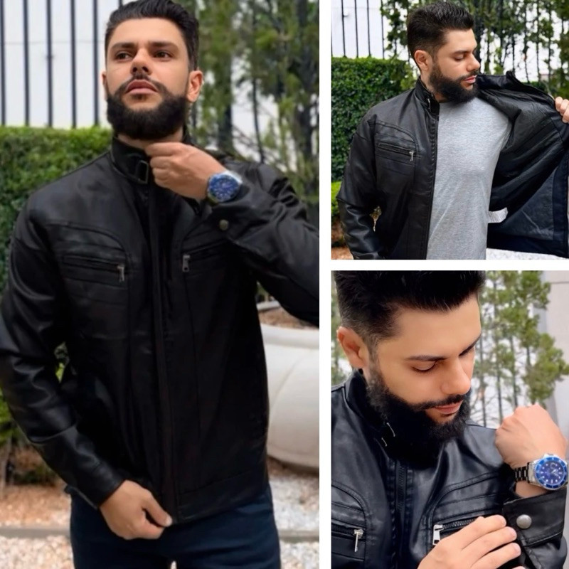 Jaqueta Masculina Couro Importada Casual Urbano Slim