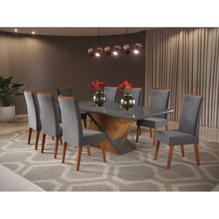 Mesa de Jantar Retangular Pipa com 8 Cadeiras Madeira Maciça Vegas  200 em Oferta na Shopee