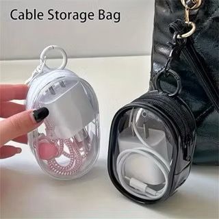 Mini Bolsa Portátil Com Zíper Transparente Estojo para Fone de ouvido, Carregador, batom, Diversos Acessórios