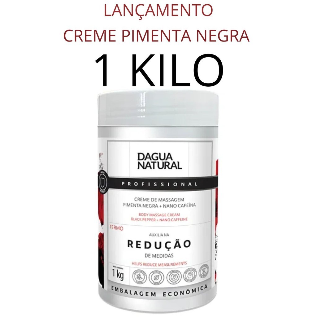 Creme De Massagem Redutor Pimenta Negra Dagua Natural 1kg Pimenta Negra - 1 UNIDADE