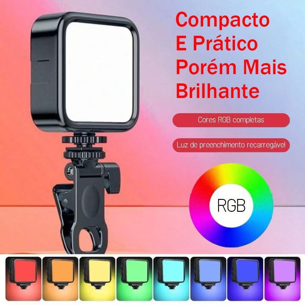 Luz RGB Portatil De Vídeo LED Para Câmera De Celular Com Painel De Preenchimento 3200K-6500K em Oferta na Shopee