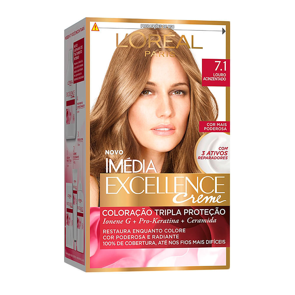 Tintura Creme Imédia Excellence L'oréal Louro Acinzentado 7.1 Kit