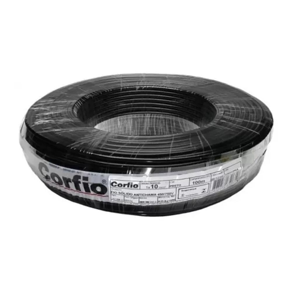 Fio Elétrico Fléxivel Corfio 10mm Rolo 100m Cabo Preto em Oferta na Shopee