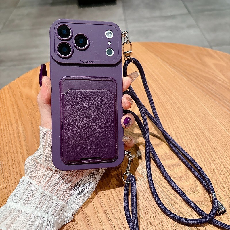 Porta-Cartões Capa Para IPhone 17 Crossbody Lanyard De Telefone De Silicone 16 15 14 13 12 Pro Max 14 15 Plus 17 Air À P em Oferta na Shopee