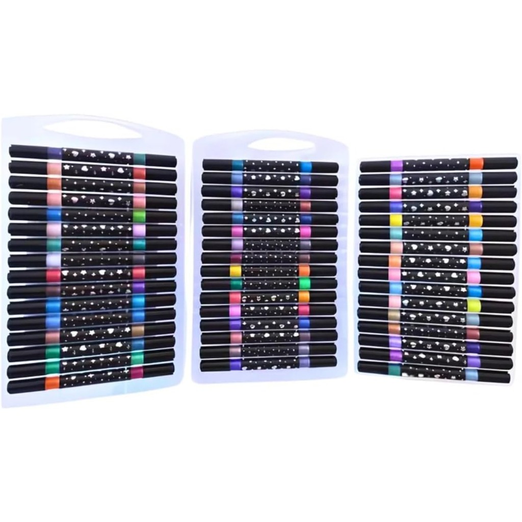 Conjunto 24 canetas 48 cores marcadores ponta dupla touch love glitter metálicas com maleta organizadora (24) · foto 2