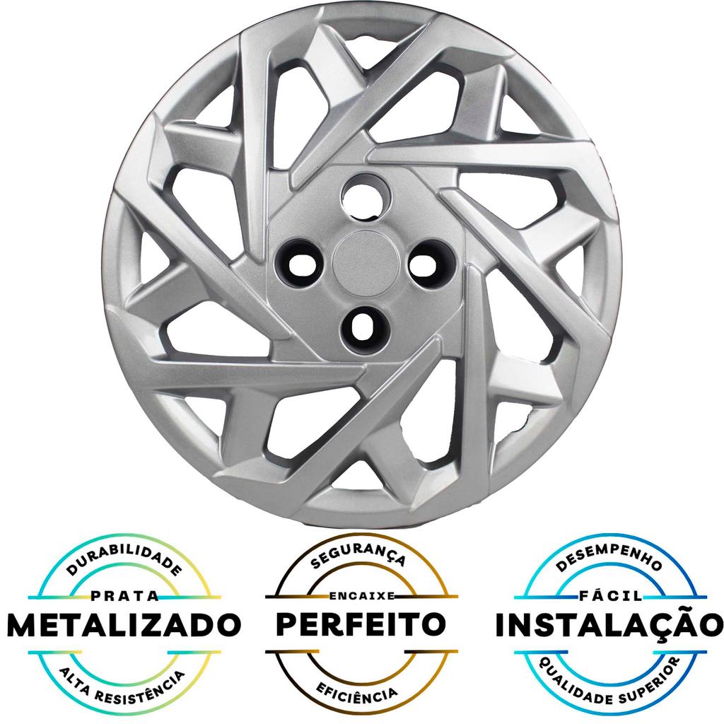 4 Calota Argo 2017/... Aro 15 Prata Metálico + Emblema — imagem 2 de 2