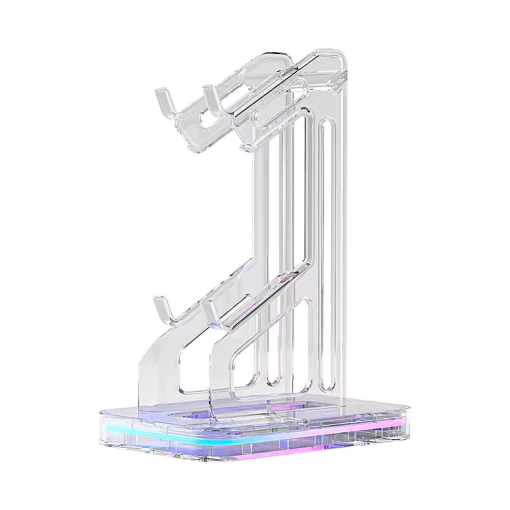 Suporte Gamer Transparente Para Fone Compatível Controle com 2 Portas USB