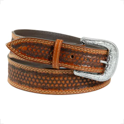 Cinto Country Unissex de Couro com Detalhes Fivela Prata