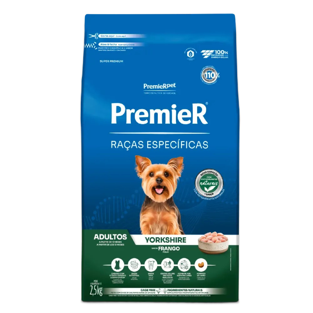 Ração Premier Raças Específicas Yorkshire Cães Adultos Frango 2,5kg
