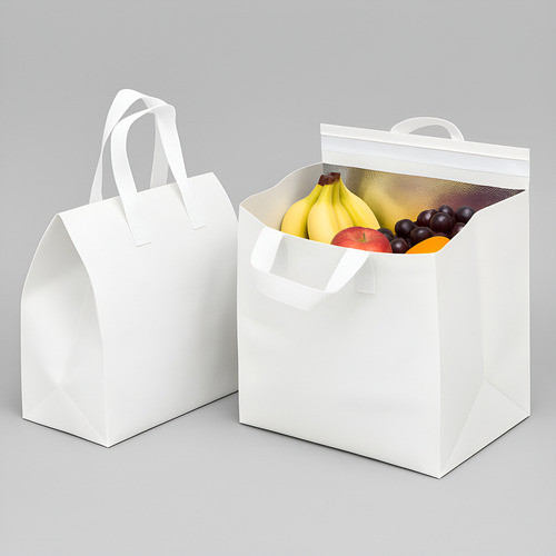 Kit 50 Sacola Térmica 12 Litros (27x26x17cm) Delivery Impermeável Fita Abre e Fecha Embalagens Térmicas Cooler