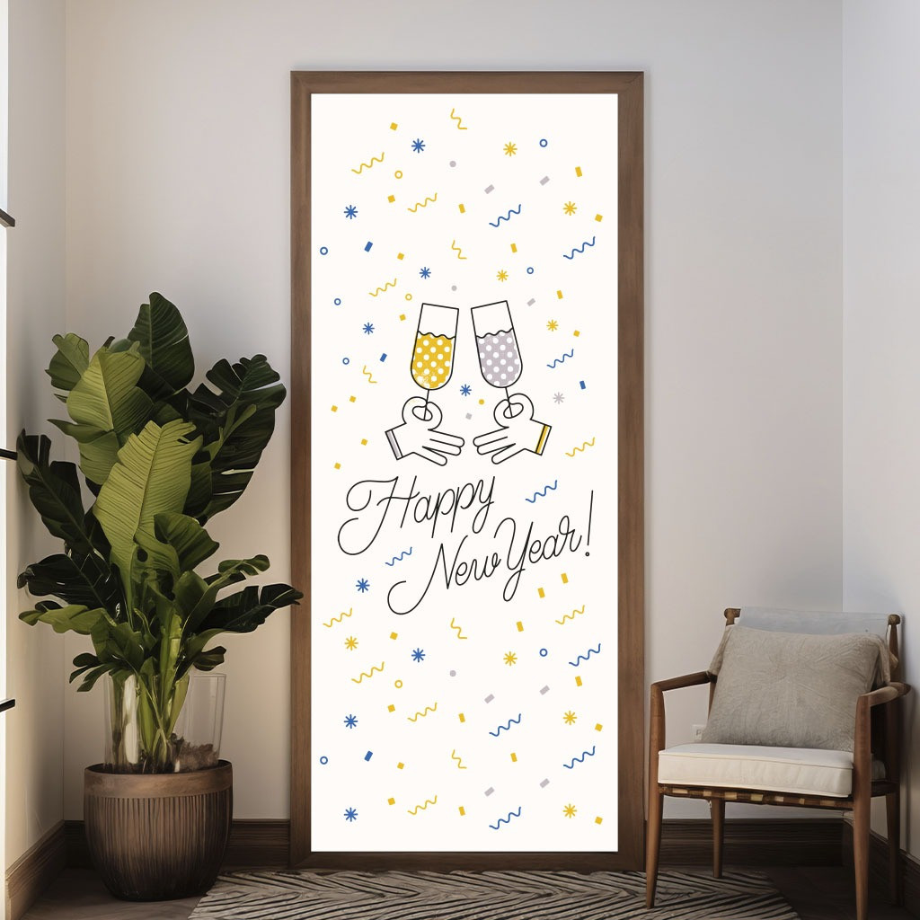 Decoração Porta Capa Tema Ano Novo Comemorações Festa Feliz Alegre Casa