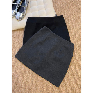 Estilo coreano cinza cintura alta saia de lã feminina outono inverno novo estilo pequeno Anti-reflexo quente menina All-