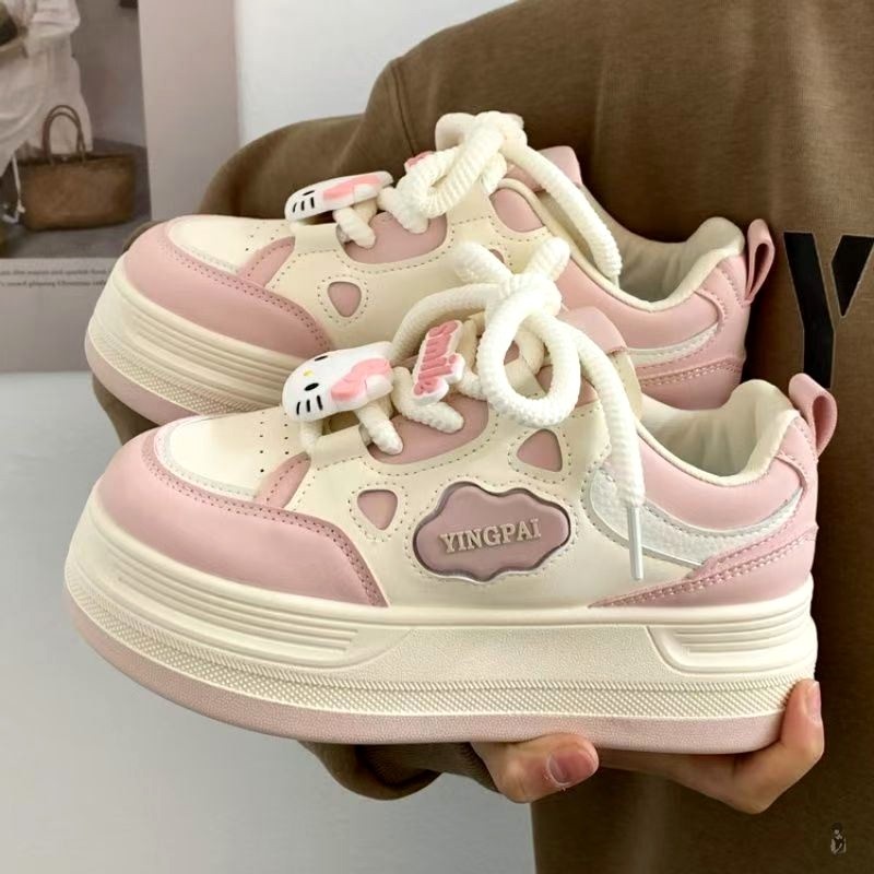 Meninas sapatos versão coreana sapatos de pão feminino ins na moda sapatos femininos 2025 novo estilo estudante tênis de