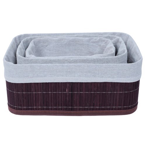 Jogo Cestos Organizadores Bambu Dark Durabilidade Design Sofisticado Multiplas Utilidades Ambientes