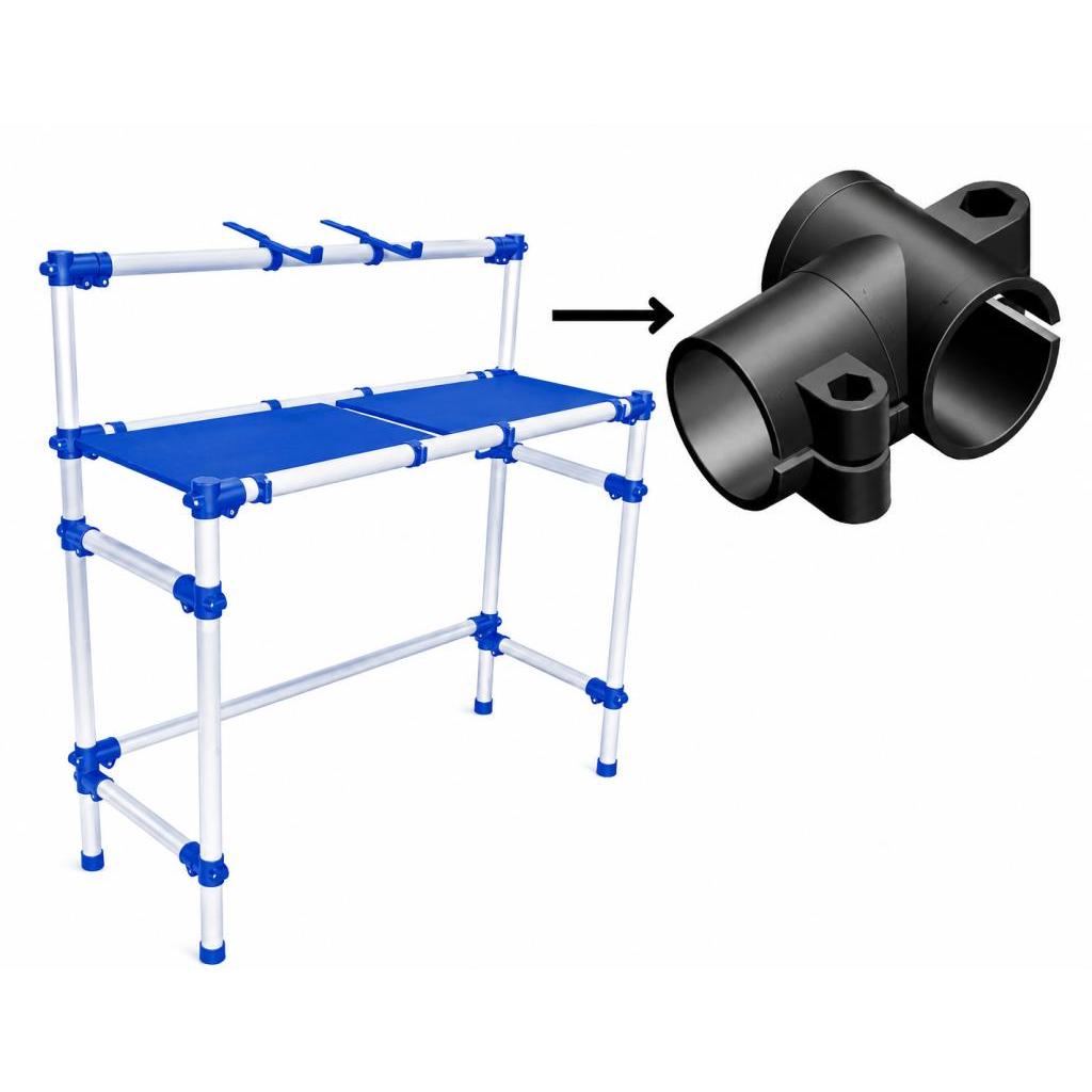 Reposição Plástica, Conector T p/ Rack Alumínio DJ, Bateria Eletrônica, Tubo 38 mm