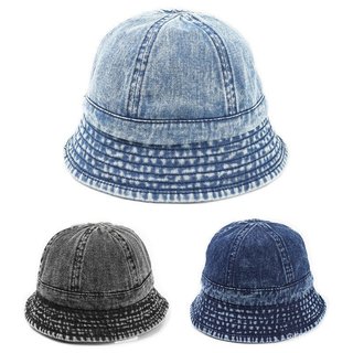 Vintage Denim Fisherman Hat Artistic Dome Small Brim Bucket Basin Hat Fashionable Washed Sunscreen Hat for Women*&-&-*&-