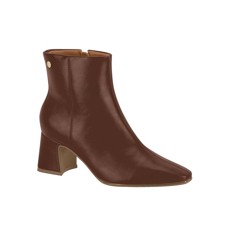 Bota Feminina Vizzano Cano Curto Bico Reto Salto Bloco Confortável Original