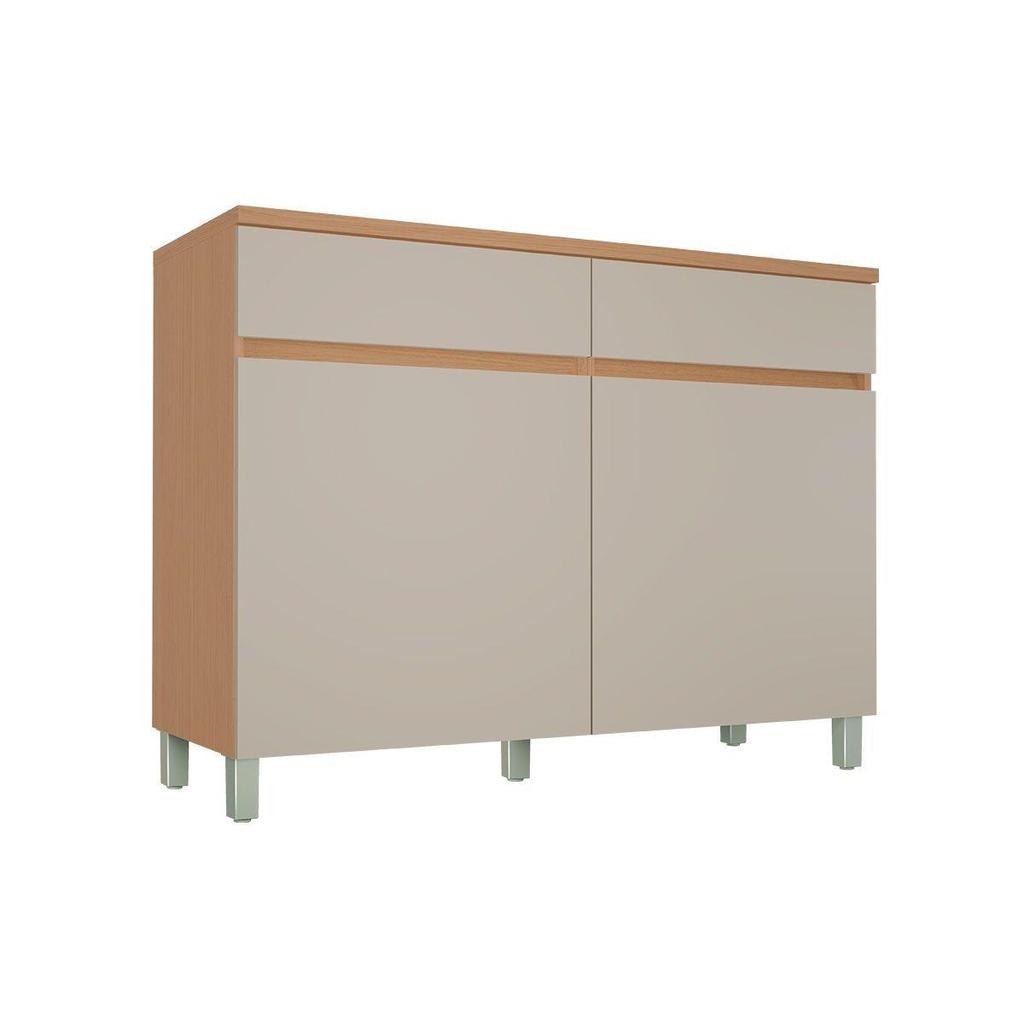 Balcão Cozinha Nesher Realeza c/2 Portas 2Gavs 120cm Carvalho/Greige
