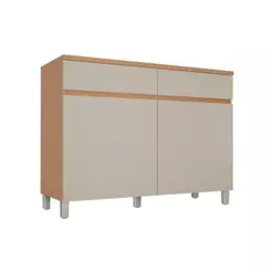 Balcão Cozinha Nesher Realeza c/2 Portas 2Gavs 120cm Carvalho/Greige