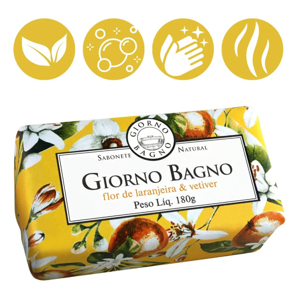 Kit com 2 Sabonetes Barra Giorno Bagno Flor De Laranjeira & Vetiver