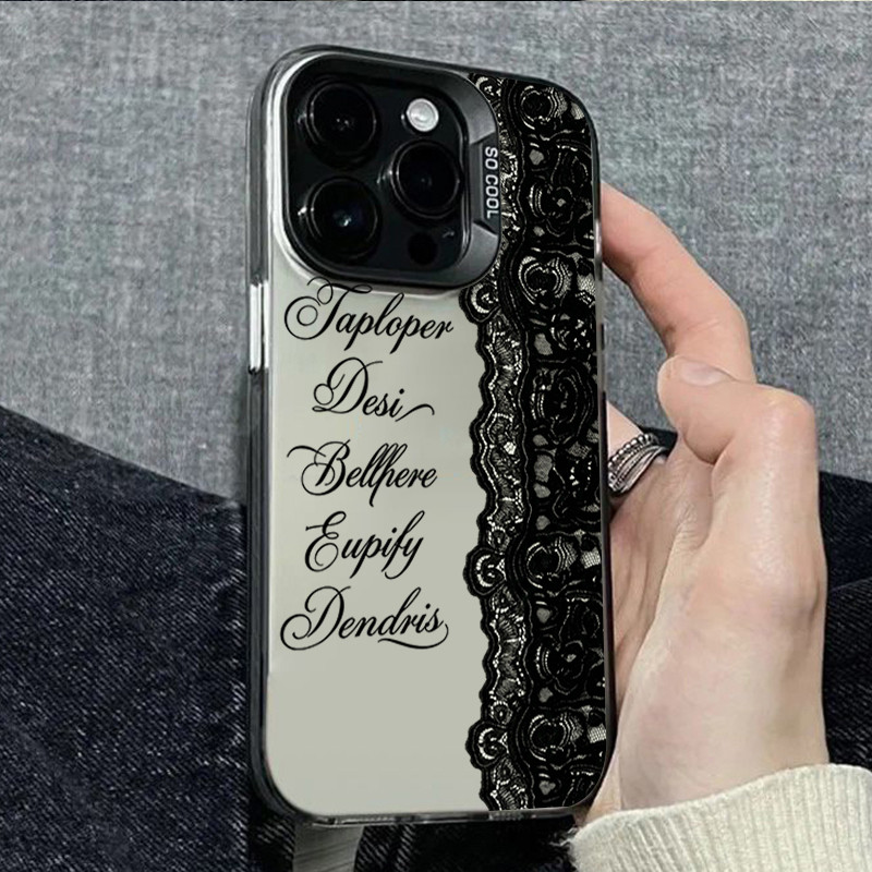 Capa De Telefone De Renda Preta Vintage Para Samsung S26 S25 S24 S23 S22 Ultra Plus S21 FE A16 A26 A36 A56 A55 A54 A53
