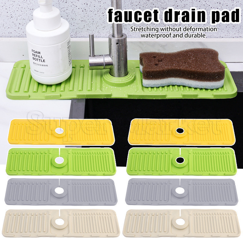 Silicone Faucet Drain Pad-Splash Proof Mat Washbasin-Sink Side Tray Rack-Drying