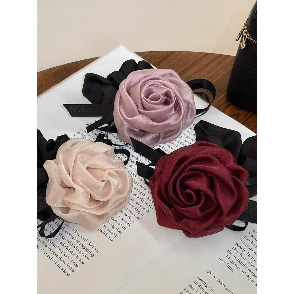 Versão coreana High-End cetim rosa arco Scrunchy anel de cabelo feminino moda bandana corda de cabelo 2026 novo est