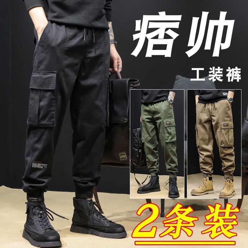 Verão estilo americano Velcro macacão masculino solto tamanho grande Retro perna larga gravata pé resistente ao desgaste