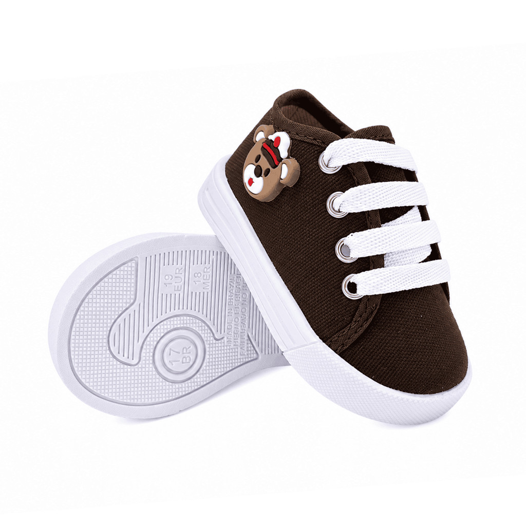 Tenis Sola Detalhes Cano Baixo Infantil Meninas Meninos Casual Primeiros Passos com Enfeite Urso Chapeu