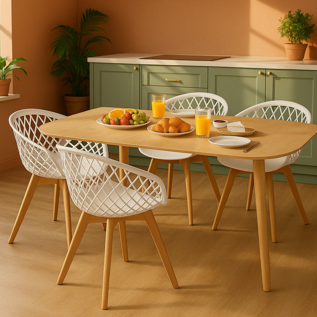 Kit 4 Cadeiras Web em Polipropileno com Base Wood para Sala de Jantar…