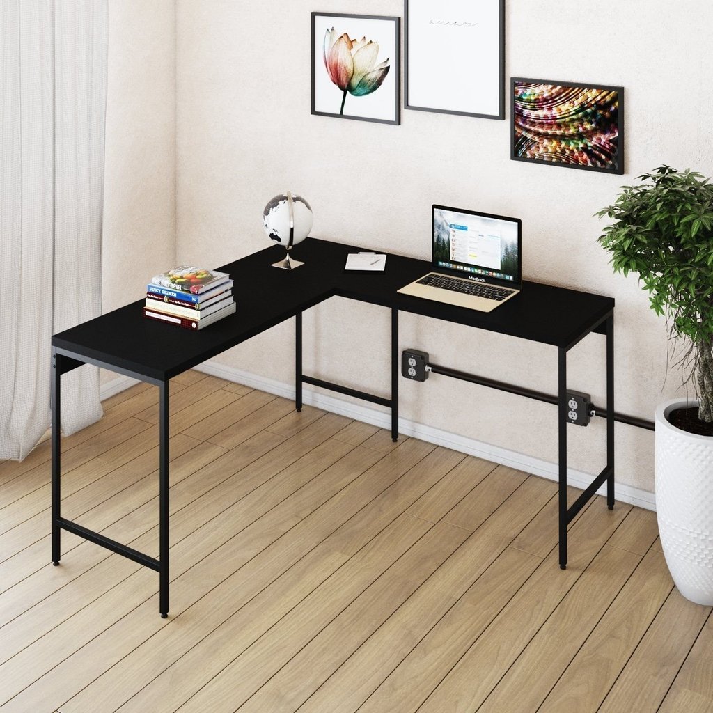 Escrivaninha Mesa Escritório em L Estilo Active 135cm Industrial Yescasa Preto Preto Onix/Preto