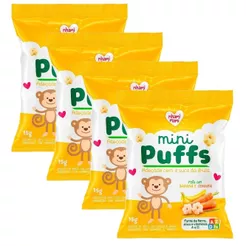 Kit 4 Biscoito Nhami Mami Mini Puffs Snack Banana e Cenoura 15g