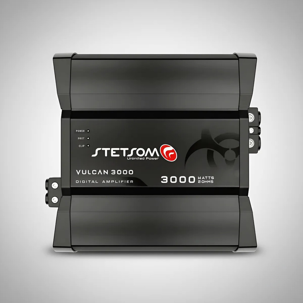 Módulo Amplificador Stetsom Vulcan 3000W RMS 1 Canal 2 Ohms Full-Range para Som Automotivo