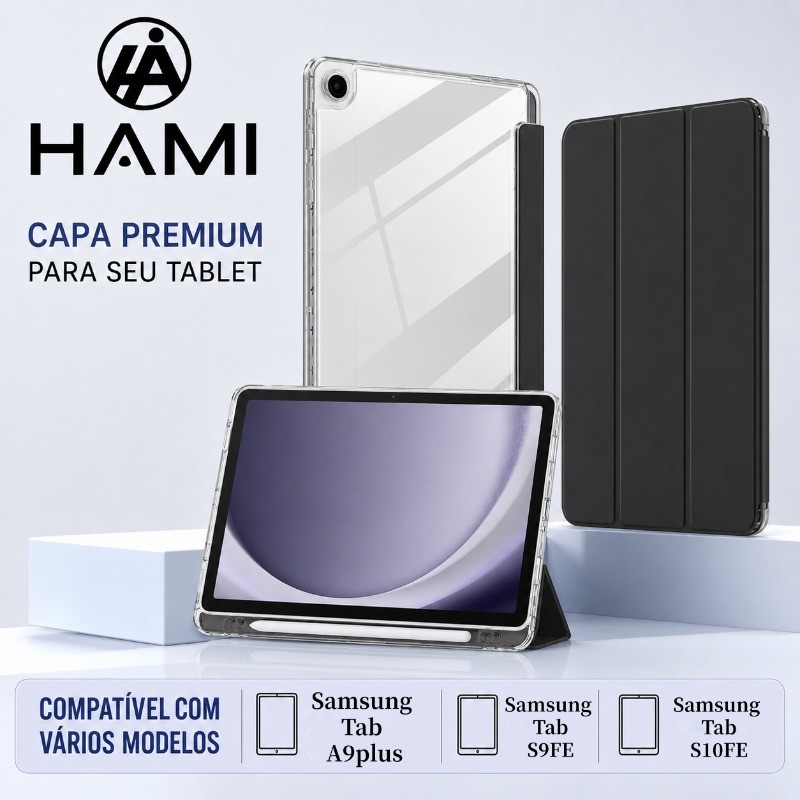 Capa Transparente para Samsung Tab A9+ 11 polegadas com Porta Caneta e Auto Sleep