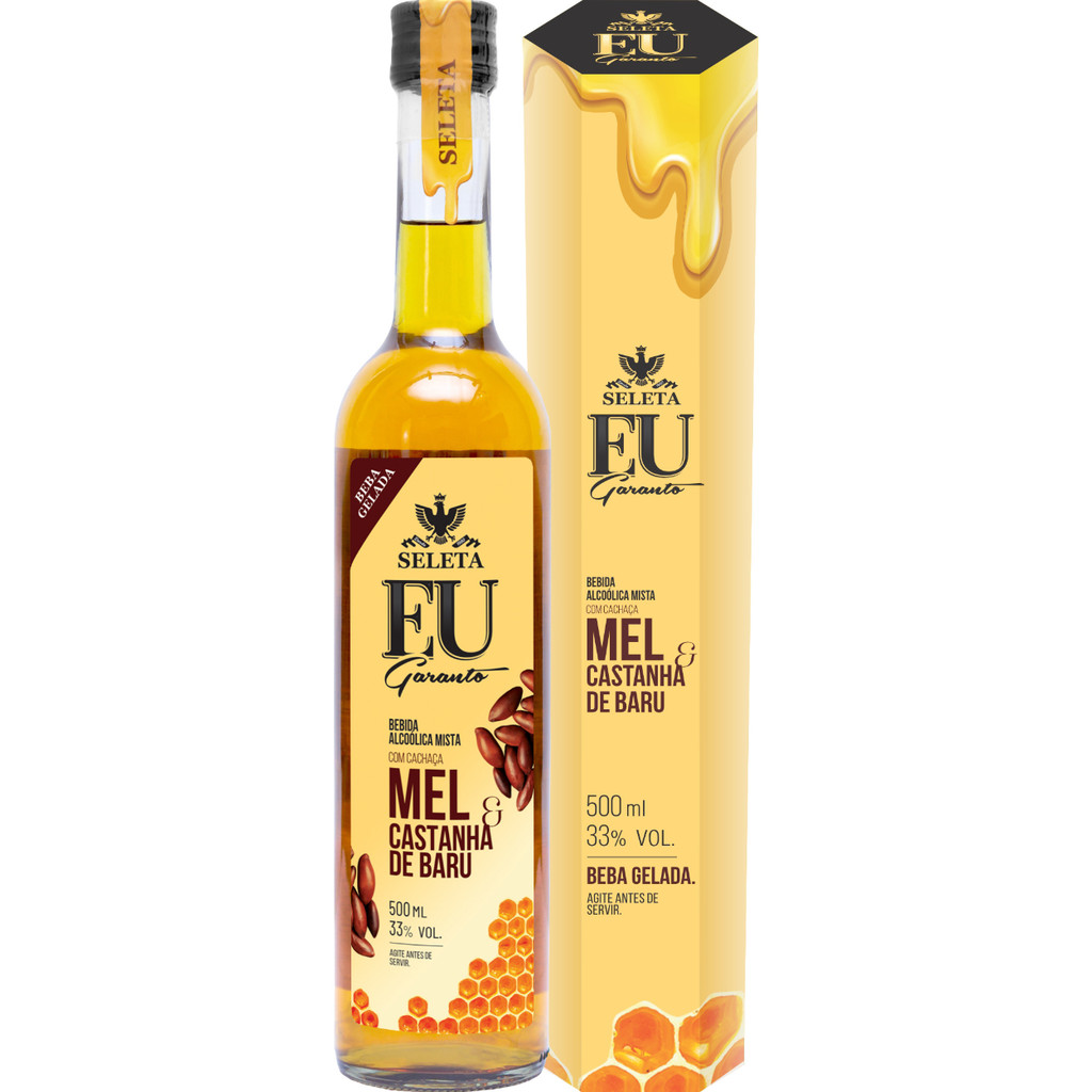 Cachaça mista Seleta Mel e Baru Eu Garanto 500 Ml