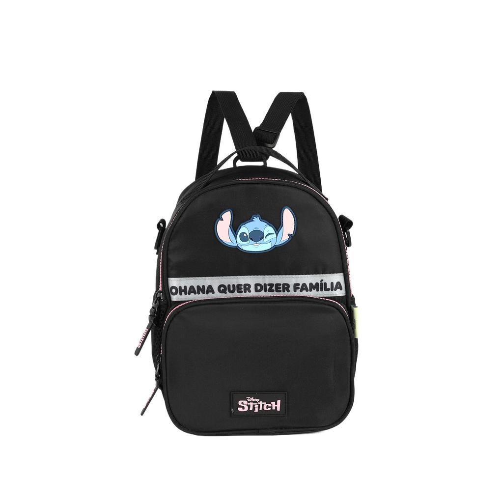 Lancheira Escolar Infantil Pequena Náilon Stitch Disney