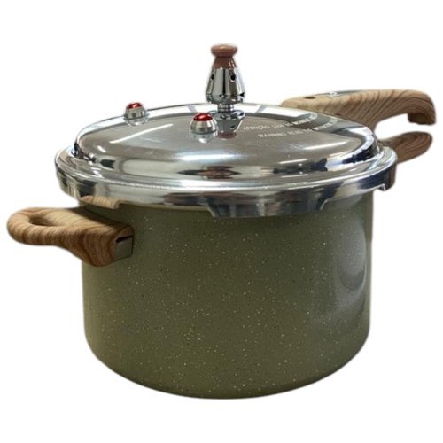 Panela Pressão Alta Qualidade 42L Capacidade Indução Design Moderno Verde Acinzentado