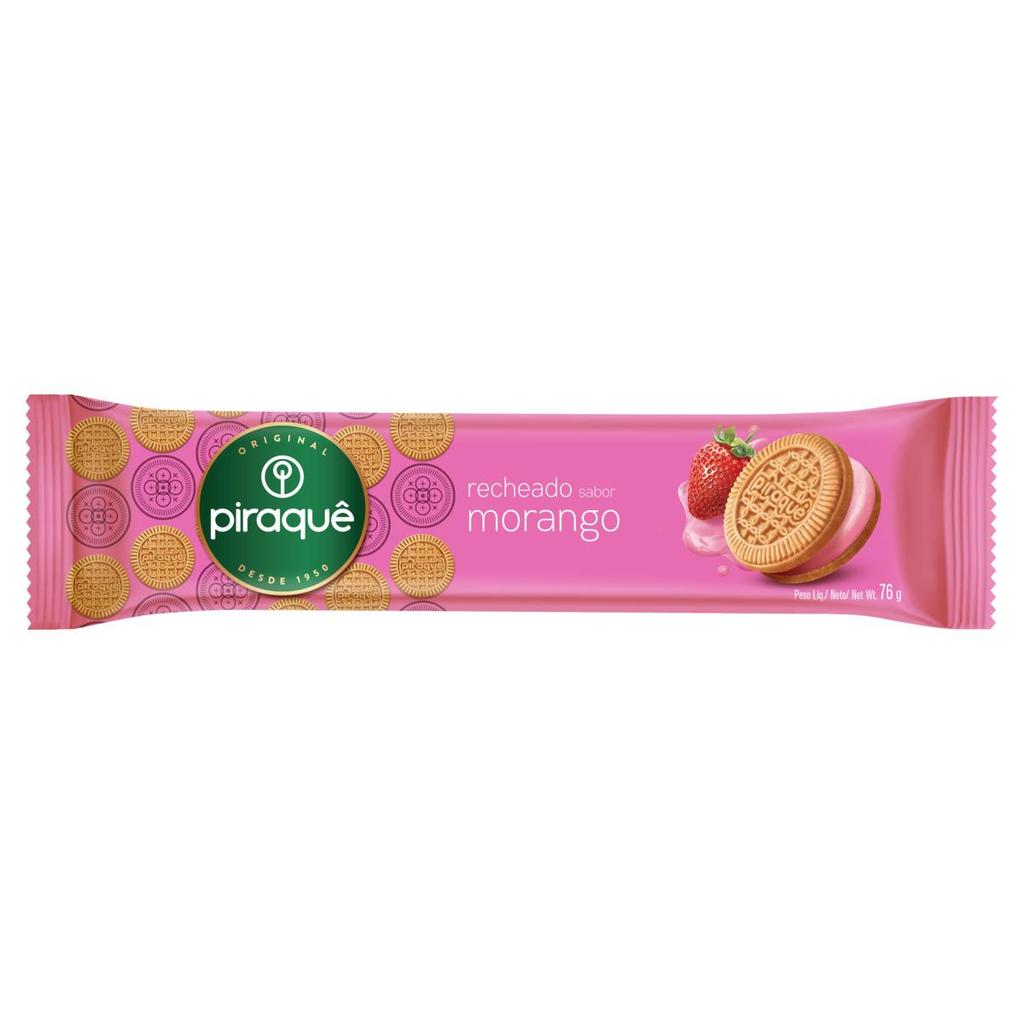 Biscoito Piraquê Morango Recheado 76g