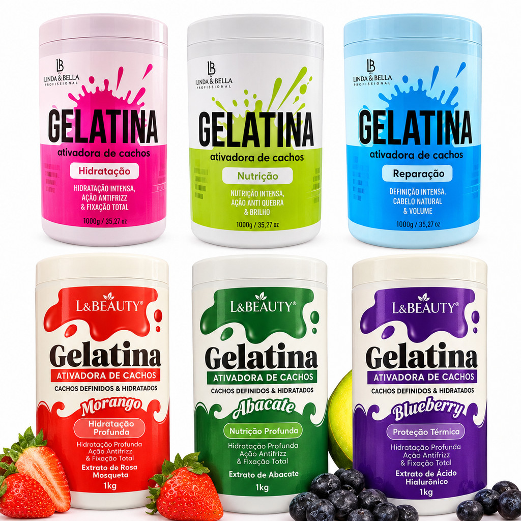 Gelatina Ativadora De Cachos 1Kg Linda&Bella Reparação Cachos Transição