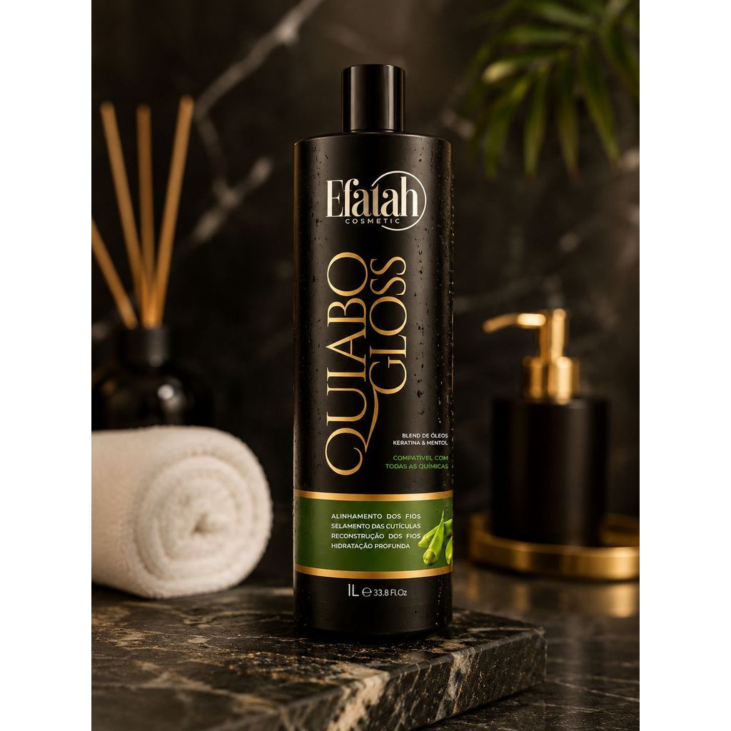Progressiva Gloss Quiabo 1L EFATAH- Alisa Muito - Redutor De Volume - Escova Progressiva
