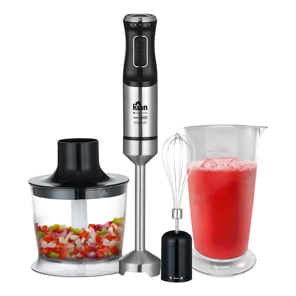 Mixer 3 em 1 1000W Inox Turbo Triturador Processador Copo 700ml Kian Preto — imagem 1