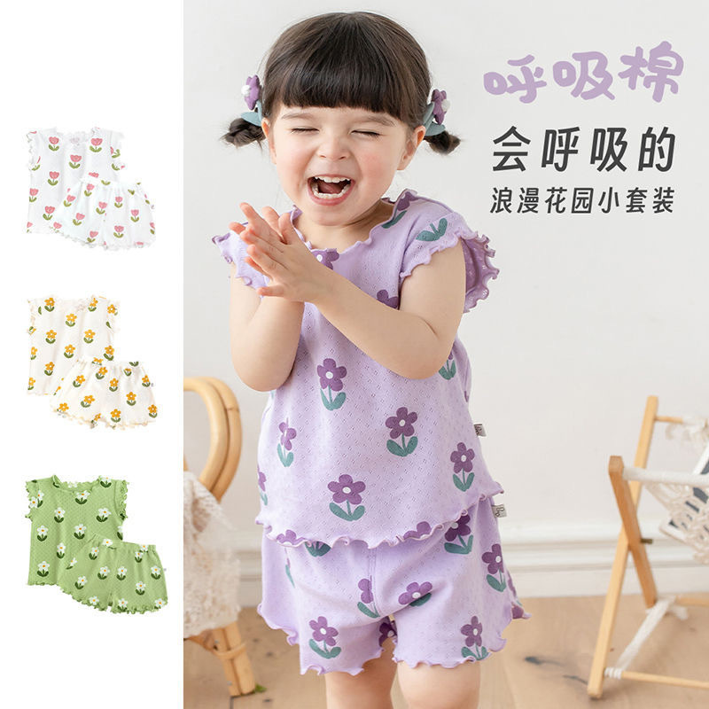 [Estoque Pronto Frete Grátis Tamanho 90-120] Terno Feminino Estampado Top De Manga Curta + Shorts Conjunto Leve Respiráv