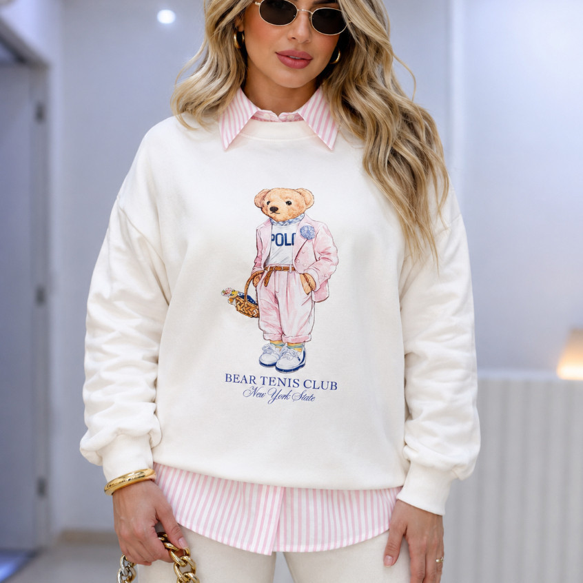 Blusa Moletom Feminina 100% Algodão Casaco Confotavel Felpudo Tendencia Ursinhos Estilosos
