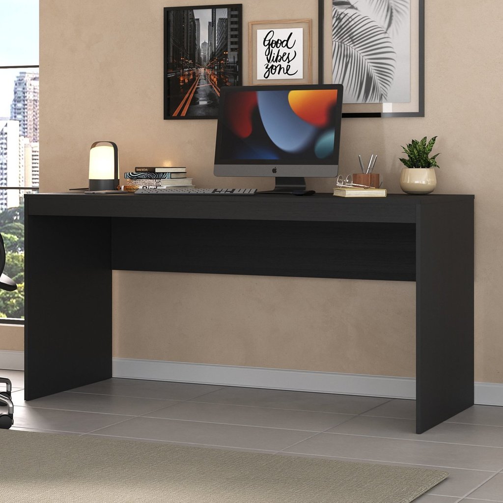 Escrivaninha Mesa Escritório Home Office 150cm Preto Ônix Tx
