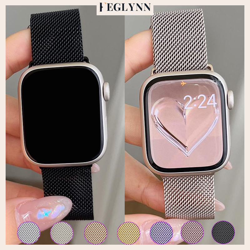 Pulseira De Metal Aço Milanesa Para Relógio Apple Watch Ultra SE 3 2 Serie 11 10 9 8 7 6 5 4 IWatch 46 49 45 44 40 42mm