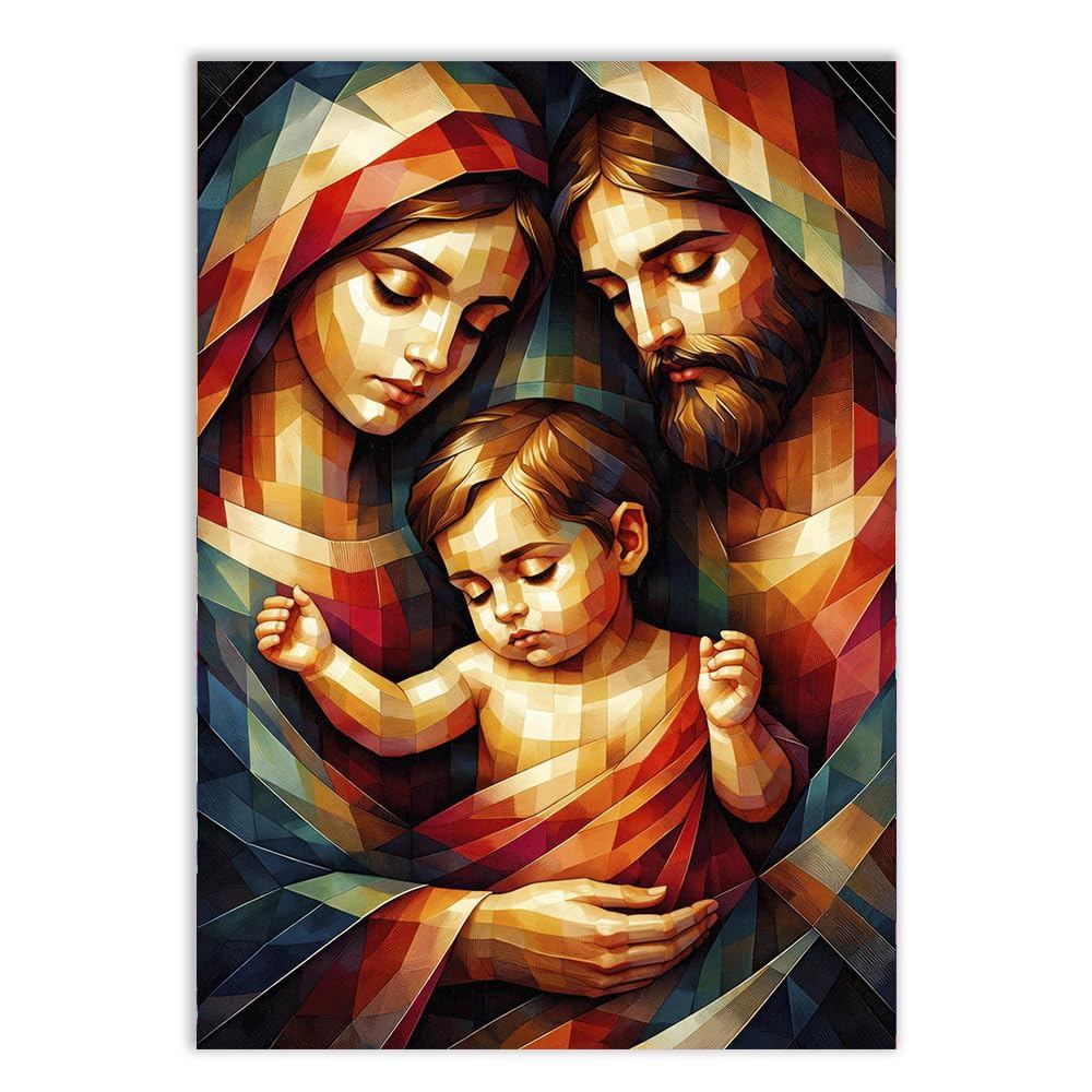 Placa Quadro Decorativo Sagrada Família Decorativo Colorido Religioso Moderno Escritório Quadro Decorativo Decoracao Sal