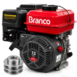 Motor a Gasolina Branco B4T-7.0L 7CV 212cc 4 Tempos com Polia Alumínio 2 Canais Eixo 3/4